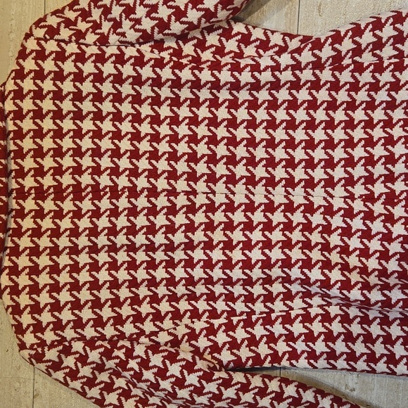 Talbot's Red/White Houndstooth Wool Blend Fully Lined Moto Jacket - Picture 9 of 9